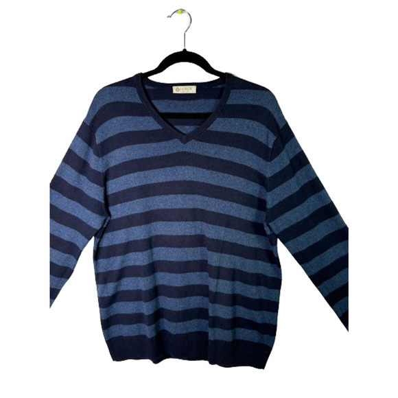 J. Crew Mens Size L Blue Knit Cashmere Blend Long Sleeve V Neck Pullover Sweater - Picture 3 of 9